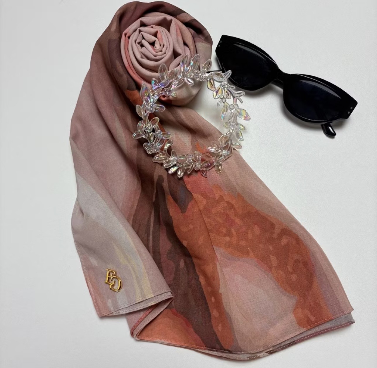 Evergrace Pashmia Marble Motif Shawl Rose Pink