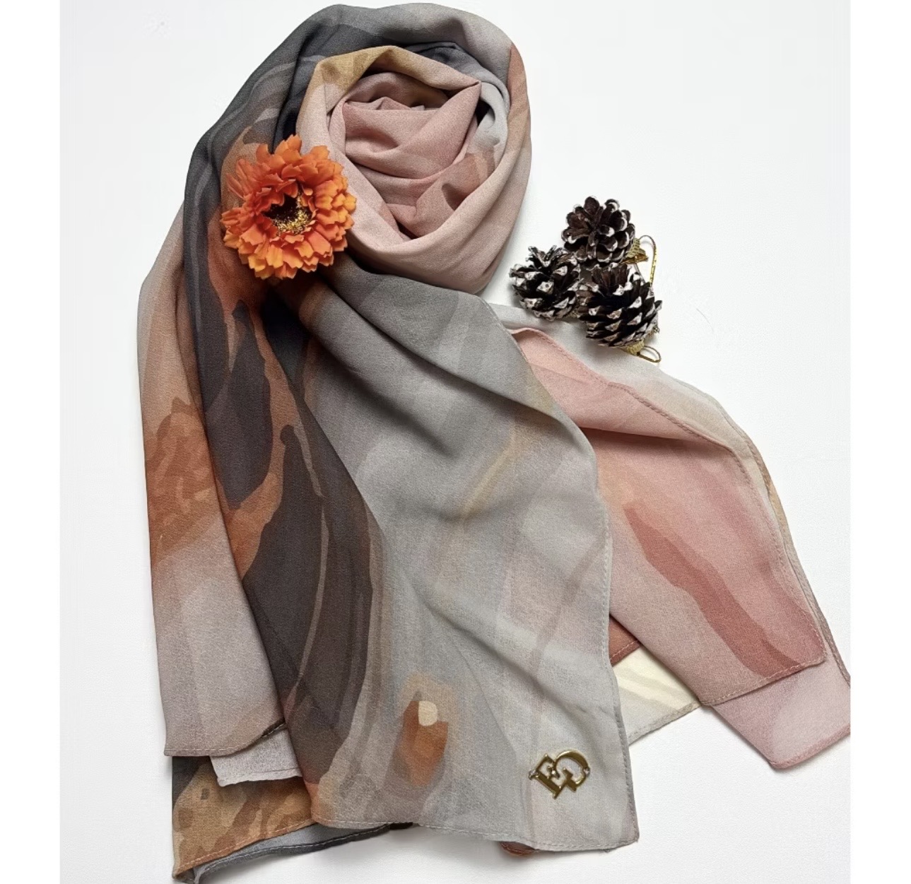Evergrace Pashmina Motif Marble Shawl Blue Stone